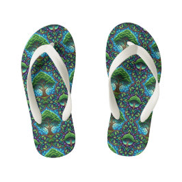 Infantis Chinelos coloridos com um paisley azul e verde