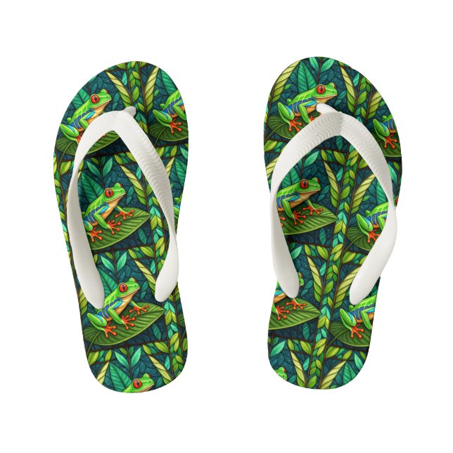 Infantis Chinelos com um vibrante padrão de selva  (Pé da cama)