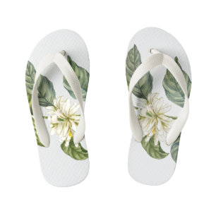 Infantis Chinelos de Borracha Flor Branca Tropical Botânica