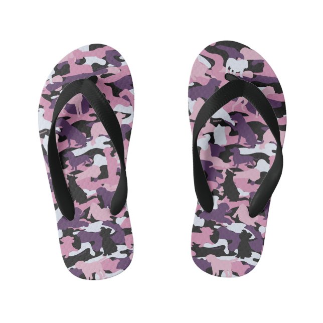Infantis Chinelos De Cão Púrpura E Osso Rosa (Pé da cama)