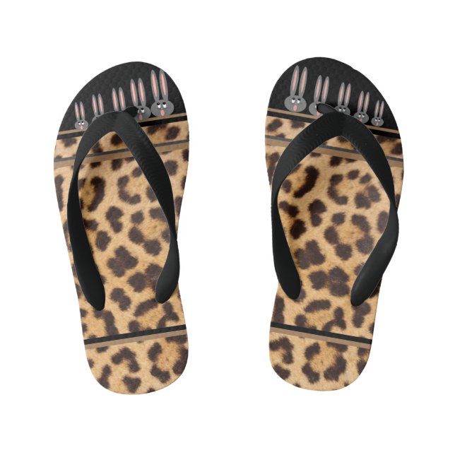 Infantis Chinelos de Dedos de Coelho Estampado com Leopardo (Pé da cama)