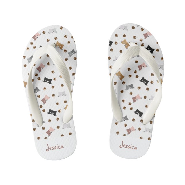 Infantis Chinelos de Gato Personalizados para Crianças (Pé da cama)