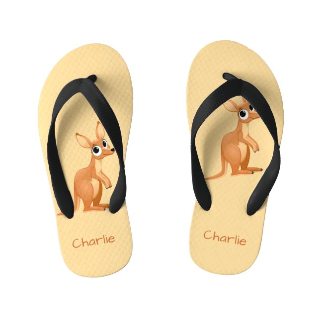 Infantis Chinelos de nomes personalizados do Kangaroo (Pé da cama)