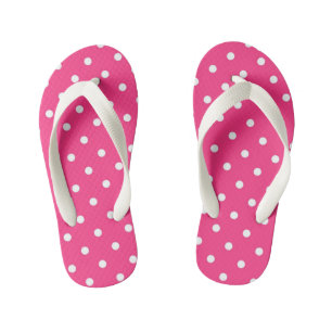 Infantis Chinelos para crianças da Fuschia e Bolinhas bran