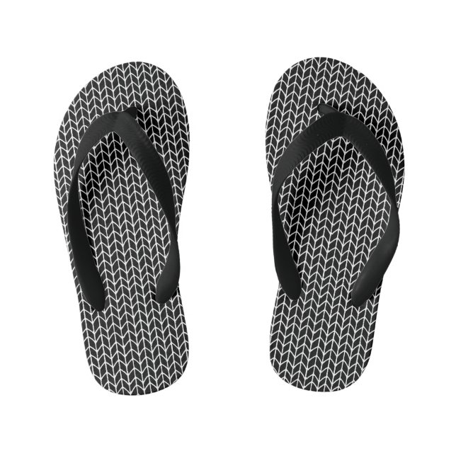 Infantis Chinelos Pretos de Tricô para Crianças (Pé da cama)