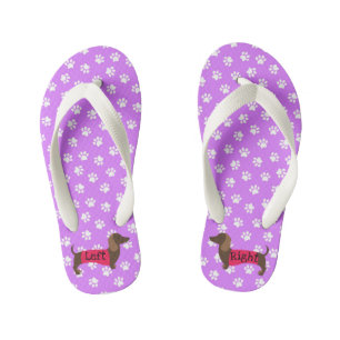 Infantis Chinelos Roxos de Dachshund para Meninas