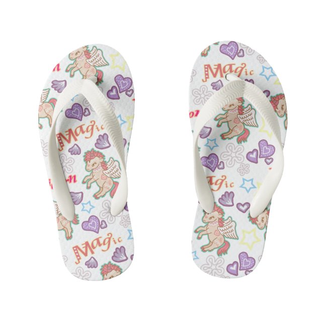 Infantis Magic Unicorn White. Chinelos de criança (Pé da cama)