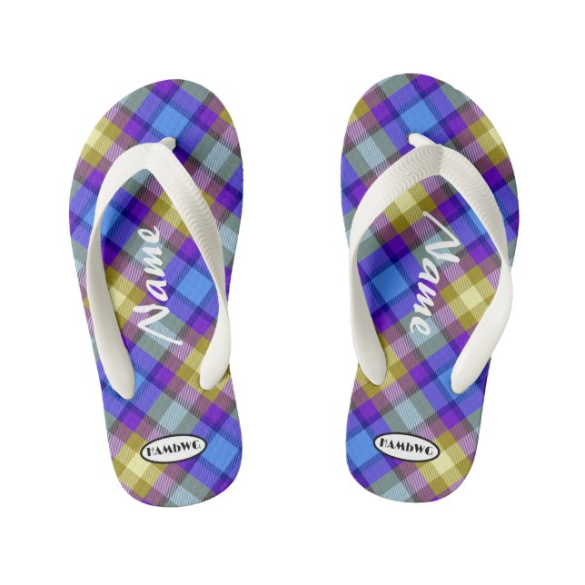 Infantis Xadrez da menina Flip-flops Chinelos da criança HA (Pé da cama)