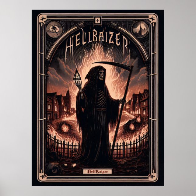 InfernoRaizer Burning Reaper Tarot Card Poster (Frente)