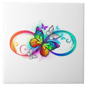 Infinidade brilhante com borboleta arco-íris