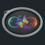Infinidade vibrante com borboleta arco-íris a pret<br><div class="desc">Multicor,  brilho,  símbolo de infinidade com arco-íris,  monarca de borboleta detalhada. Borboleta-arco-íris. Arco-íris infinito.</div>