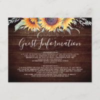 Informação de Convidado Rustic Sunflower Bloom