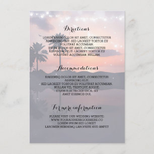 Informação de detalhes do casamento de praia do