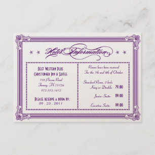 Informação de hotel roxa & Dourado metálica