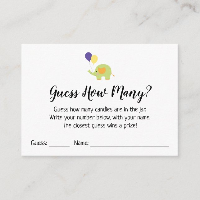 Informações Adivinhem Quantos? Branco com Cartão de Jogo de El (Frente)