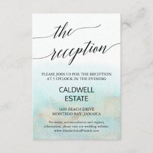 Informações Aqua e Cartão de Recepção de Casamento de Praia Do