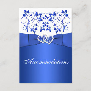 Informações Azul Cobalto, Floral Branco, Cartão de Envio Coraç