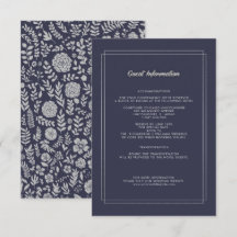 Azul Marinho | Cartão de Detalhes do Casamento Flo