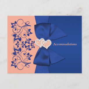 Informações Azul Real, Floral de Pêssego, Cartão de Envio com