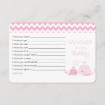 Baleia rosa Deseja o cartão de bebê