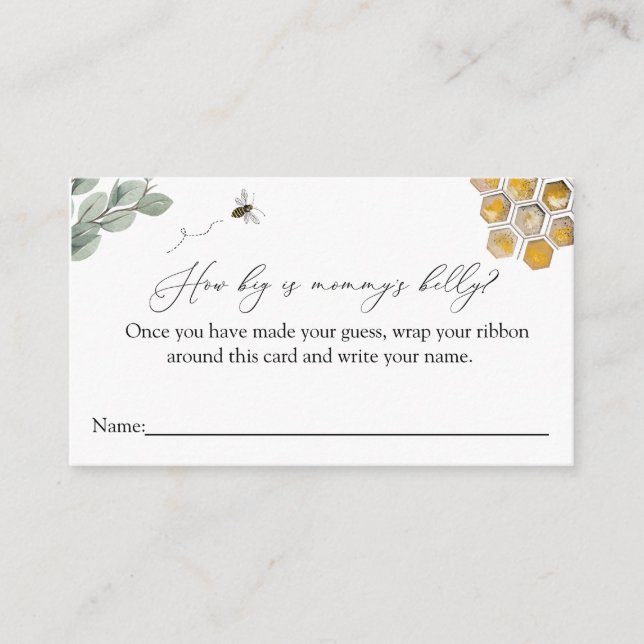 Informações Bee Quão grande é o cartão de jogo de barriga de m (Frente)