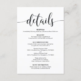 Informações Belo Cartão de Gabinete de Detalhes de Casamento