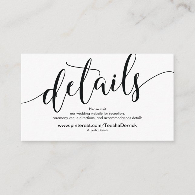 Informações Belo Cartão de Gabinete de Detalhes do Site de Cas (Frente)