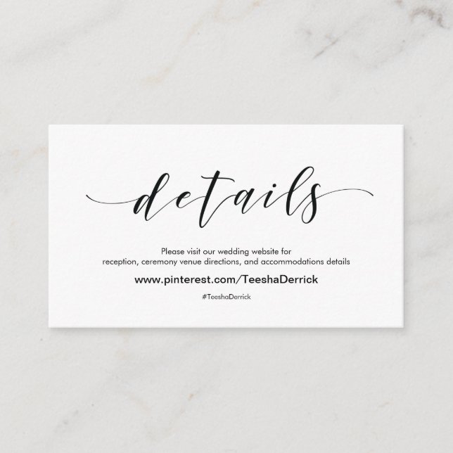 Informações Belo Cartão de Gabinete de Detalhes do Site de Cas (Frente)