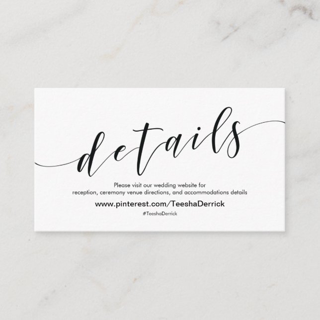 Informações Belo Cartão de Gabinete de Detalhes do Site de Cas (Frente)