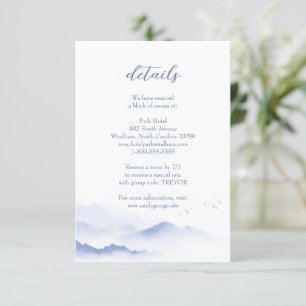 Informações Cartão azul de cerimônia de casamento para aves