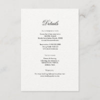 Cartão Clássico Elegante para Detalhes de Casament