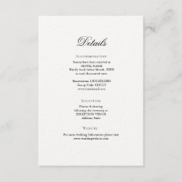 Informações Cartão Clássico Elegante para Detalhes de Casament