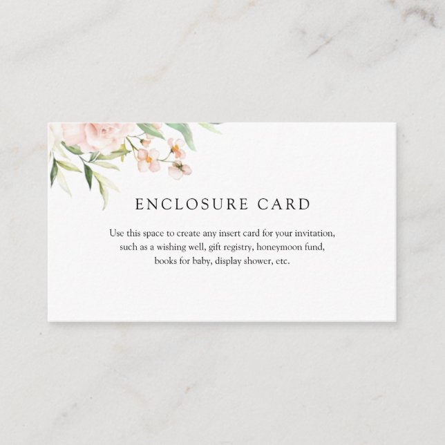 Informações Cartão com Envelope com Tons de Rosado e Folhagens (Frente)