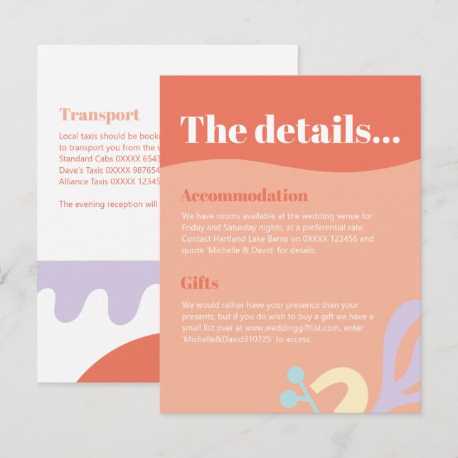 Informações Cartão de acompanhamento Confetti Collage (Frente/Verso)