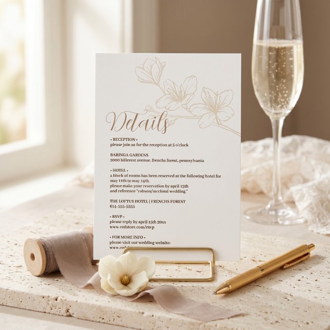 Informações Cartão de Acompanhamento de Casamento com Letra Ca (Minimalist Enclosure Card with Whimsical Script)