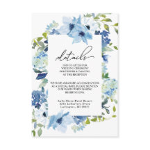 Cartão de Acompanhamento de Casamento Floral Azul 
