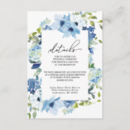 Informações Cartão de Acompanhamento de Casamento Floral Azul 