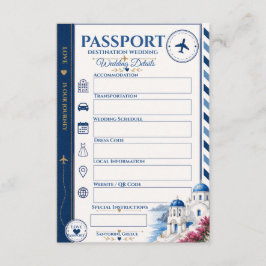 Informações Cartão de Acompanhamento de Casamento Passaporte
