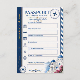 Informações Cartão de Acompanhamento de Casamento Passaporte