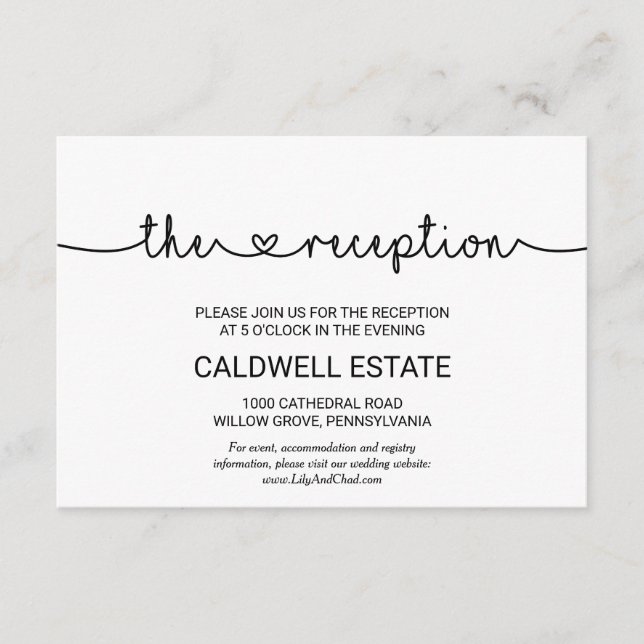 Informações Cartão de Acompanhamento do Casamento Love Hearts (Frente)