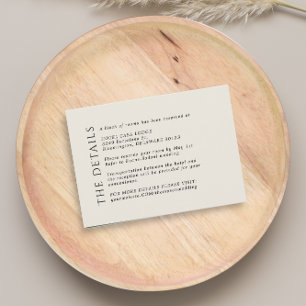 Informações Cartão de Acréscimo Bege Preto para Casamento Mode