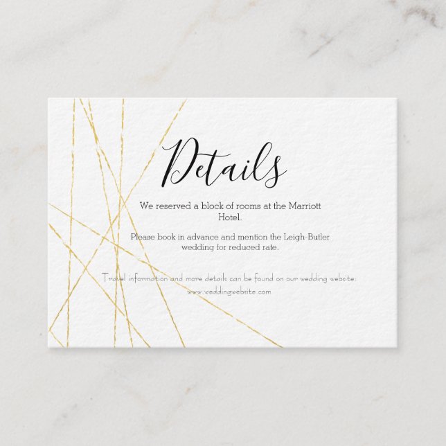 Informações Cartão de Acréscimo de Detalhes de Noiva Elegante  (Frente)