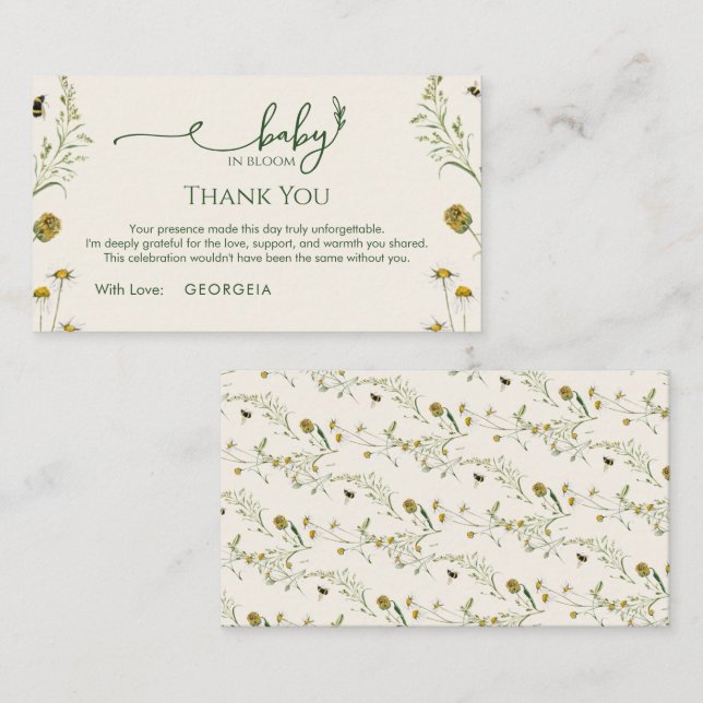 Informações Cartão de Agradecimento Boho Wildflower (Frente/Verso)