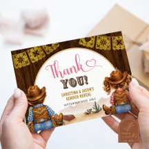 CARTÃO DE AGRADECIMENTO Revelação de Gênero Cowboy