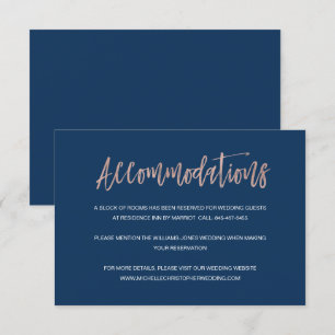 Informações Cartão de Alojamento de Casamento Chic Dourado mar