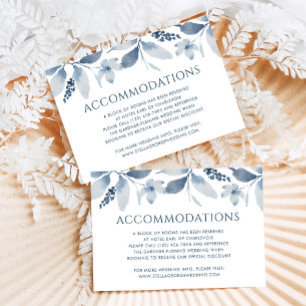 Informações Cartão de Alojamento de Casamento Floral Dusty Blu