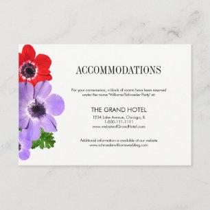 Informações Cartão de Alojamento Floral Anemone Por Aquarela