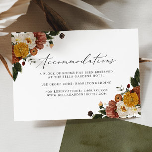 Informações Cartão de Alojamento Floral de Casamento Boho Autu