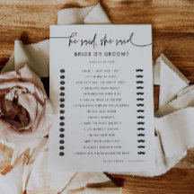 Cartão de Atividade de Jogo de Festa chá de panela