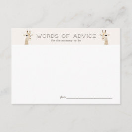 Informações Cartão de Aviso para Beige do Chá de fraldas Giraf